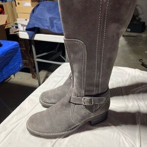 Gray Suede Knee-High Women's Boots